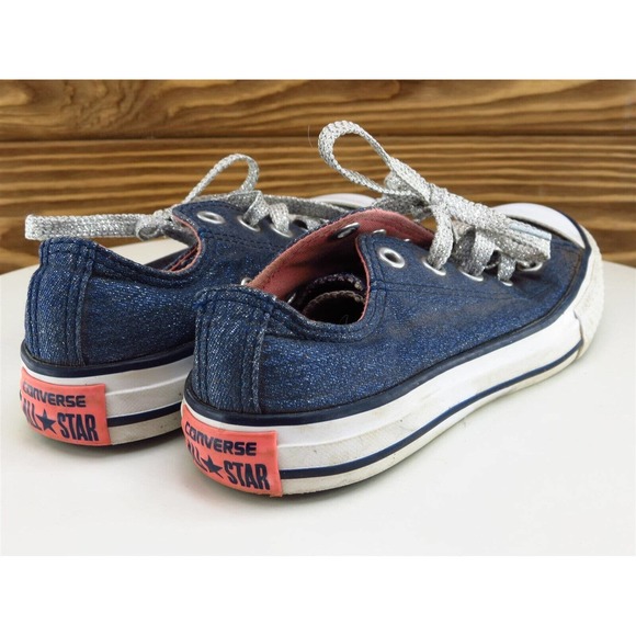 Converse Sz 13 Shoes Girls Youth Sneaker Blue Fabric - Picture 6 of 11